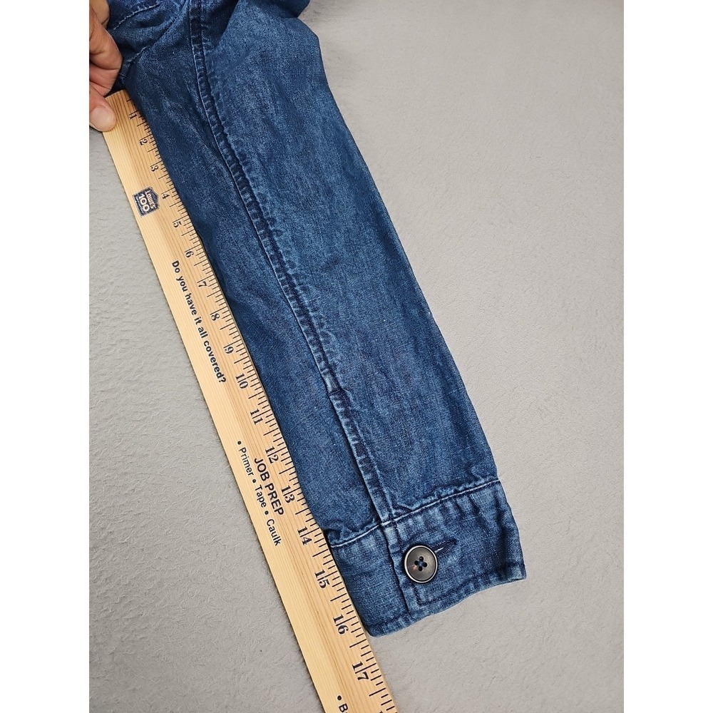 Talbots Petite Denim Utility Jacket Size P Blue Drawstring Waist Cotton/Hemp - Picture 12 of 12